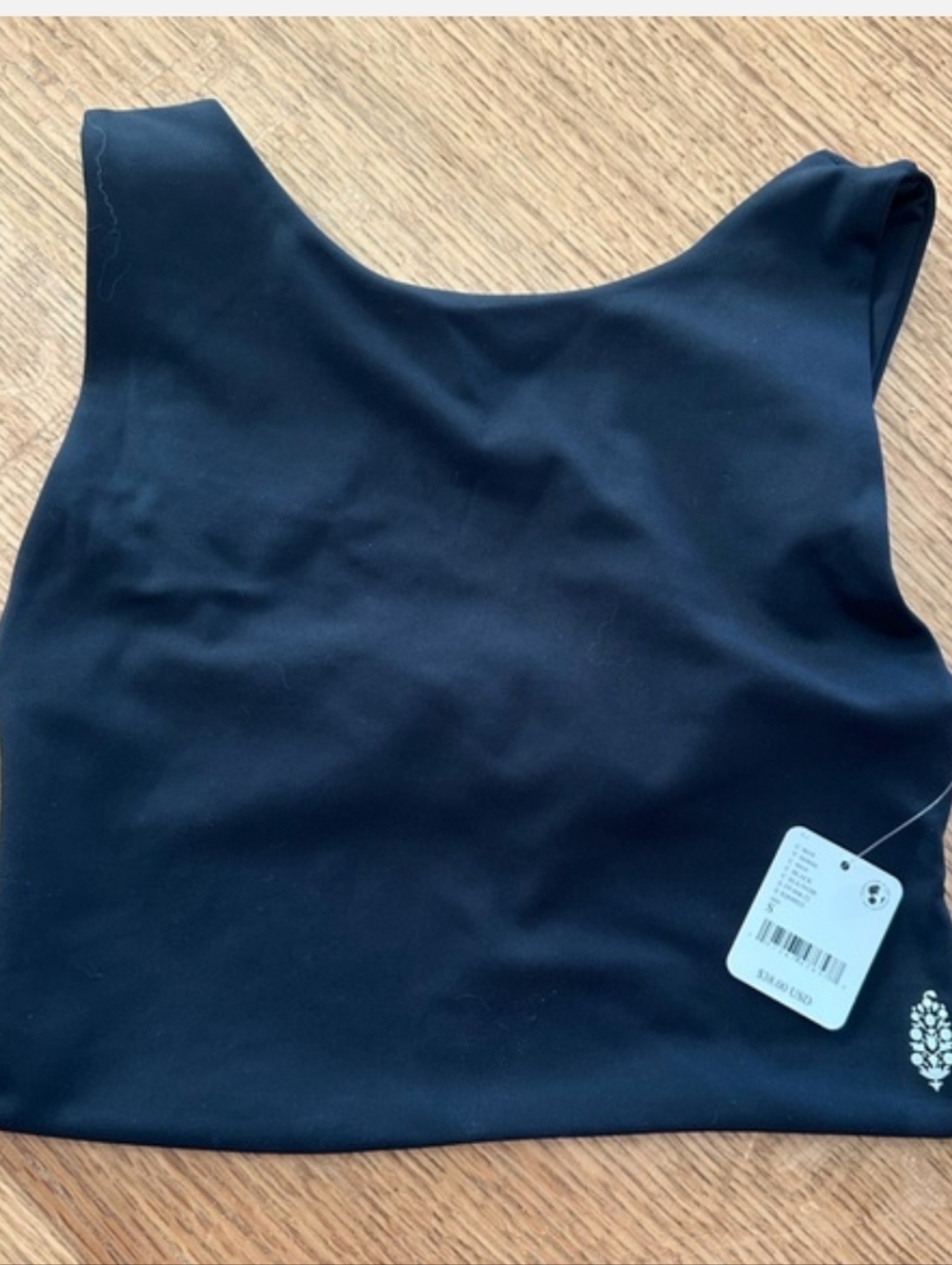 FP MOVEMENT FREE PEOPLE Be Right Back Crop Top Blck Square Neck Open Back NWT SM - Picture 2 of 16